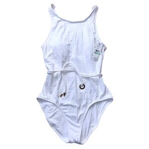 Tommy Bahama Size 8 White Cable Beach High Neck 1 Piece Swimsuit NWT